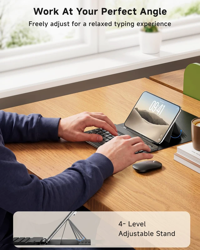 Alt view image 7 of 7 - Compatible with iPhone Duo 4-in-1 Mini Wireless Keyboard and Mouse Combo | 7.9" Compact Small Keyboard, Mouse & Stylus Pen, Leather Cover, Portable Accessories for iPhone Duo, for Travel & Office Use