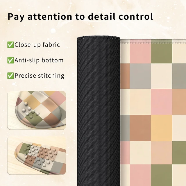 Alt view image 6 of 7 - 3in1 Desk Mat Set with Wrist Rest, Keyboard Mouse Wrist Support Light Plaid | Desk Accessories Including Large Desk Pad, Keyboard Wrist Rest and Mouse Wrist Rest for Computer Office Setup