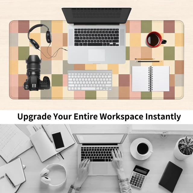 Alt view image 7 of 7 - 3in1 Desk Mat Set with Wrist Rest, Keyboard Mouse Wrist Support Light Plaid | Desk Accessories Including Large Desk Pad, Keyboard Wrist Rest and Mouse Wrist Rest for Computer Office Setup
