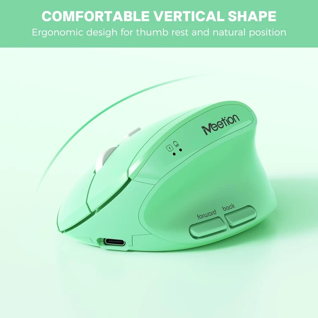 Alt view image 4 of 7 - MEETION Ergonomic Keyboard and Mouse, Wireless Keyboard with Vertical Mouse, Split Curved Keyboard with Wrist Rest, USB C Rechargeable Full Size, Windows/Mac/PC/Laptop, Green