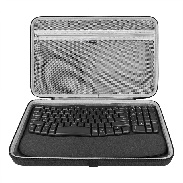 Main image of Geekria Hard Shell Travel Carrying Keyboard Case, Compatible with Logitech Wave Keys MK670 Combo/Wave Keys Wireless Ergonomic Keyboard (Dark Grey)