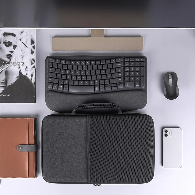 Alt view image 6 of 6 - Geekria Hard Shell Travel Carrying Keyboard Case, Compatible with Logitech Wave Keys MK670 Combo/Wave Keys Wireless Ergonomic Keyboard (Dark Grey)