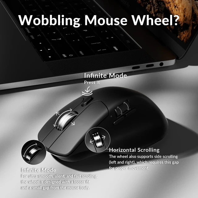 Alt view image 4 of 7 - Keychron M6 Silent Wireless Gaming Mouse, 1000Hz, Bluetooth/2.4G/Wired, PixArt 3311 Sensor (12K DPI), 86g, 5 On-Board Memory Profiles for Plug & Play, Programmable for Mac/Win/Linux Black