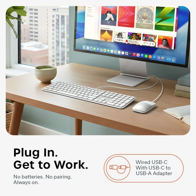 Alt view image 3 of 6 - Satechi Slim CLX3 Wired Keyboard & Mouse Combo, USB-C, Silver | Cross-platform compatibility, built for desktop workstations