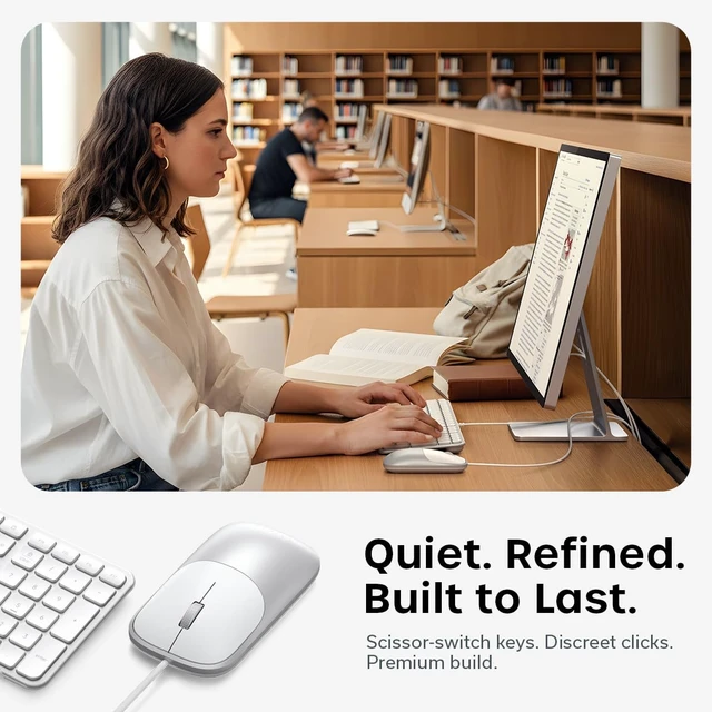 Alt view image 6 of 6 - Satechi Slim CLX3 Wired Keyboard & Mouse Combo, USB-C, Silver | Cross-platform compatibility, built for desktop workstations