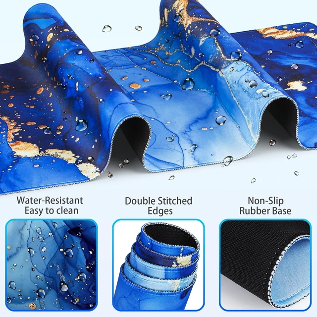 Alt view image 3 of 7 - Desk Mat Blue, Large Gaming Mouse Pad with Wrist Rest, 4in1 XXL | Mousepad+Keyboard Wrist Rest+Mouse Pad Wrist Support+Cup Coaster Set Ergonomic Computer Desk Arm Wrist for Decor Office Women