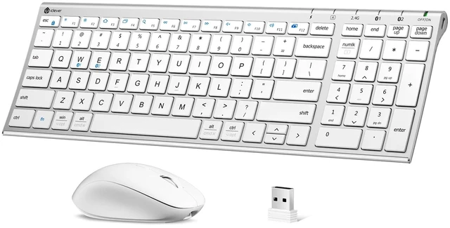 Main image of iClever DK05 Bluetooth Wireless Keyboard and Mouse Combo, Silver White | Dual Bluetooth & 2.4G Modes, Slim Wireless Keyboard Mouse with Numeric Keypad, Quiet Typing, Rechargeable, for Windows & Mac