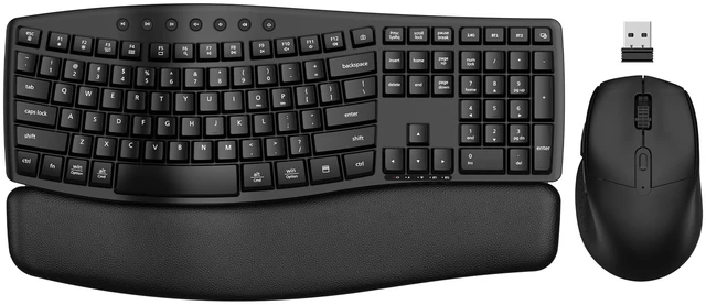 Main image of Ergonomic Wireless Keyboard Mouse Combo, EDJO Bluetooth/2.4G Dual-Mode | Soft Foam Wrist Rest, Silent Typing, Waves Key Design and 3-Level DPI Adjustable Wireless Mouse for Windows, Mac OS