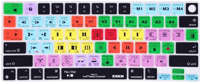 Main image of XSKN Avid Media Composer Shortcut US Version Keyboard Cover Skin for 2026-2021 MacBook Pro 14 16 inch MacBook Air 13 15 inch with M5/M4/M3/M2/M1 and MacBook Neo