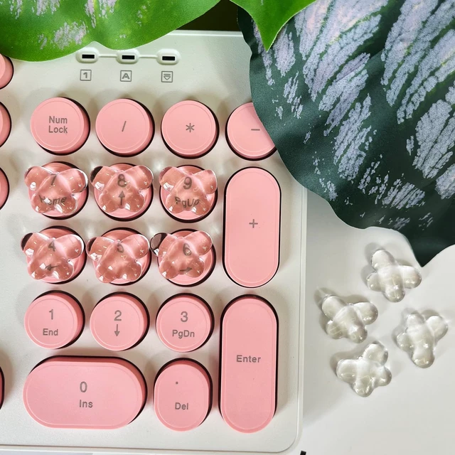 Alt view image 6 of 7 - Transparent Glass Nail Keyboard Cover 80 Raised Keyboard Stickers, Nail-Safe Bubble-Free Typing, Clear PC/Laptop/Desktop/Calculator Key Covers (Butterfly)
