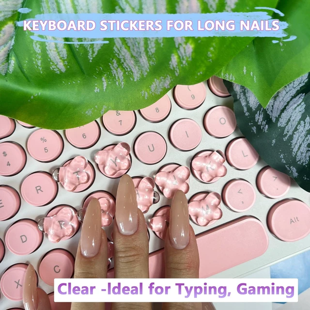 Alt view image 3 of 7 - Transparent Glass Nail Keyboard Cover 80 Raised Keyboard Stickers, Nail-Safe Bubble-Free Typing, Clear PC/Laptop/Desktop/Calculator Key Covers (Butterfly)