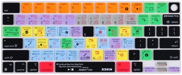 Main image of XSKN Ableton Live Shortcut US Version Keyboard Cover Skin for 2026-2021 MacBook Pro 14 16 inch MacBook Air 13 15 inch with M5/M4/M3/M2/M1 and MacBook Neo
