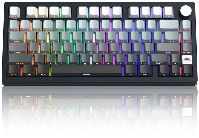 Main image of MageGee LIGHT75 Wireless Creamy Keyboard, Tri-Mode Bluetooth/2.4GHz/USB-C RGB Backlit, Gasket Hot Swappable Custom Gaming Keyboard for Win/Mac/PC, with Knob, Side Printed PBT Keycaps, Black
