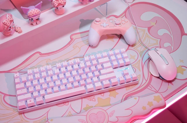 Alt view image 5 of 6 - Xtrfy Cherry MX 8.2 TKL Wireless XAGA, Tenkeyless Mechanical Gaming Keyboard, Bluetooth, 2.4 GHz & Wired Mode, Double-Shot PBT Keycaps, MX2A RED Switches, Pink