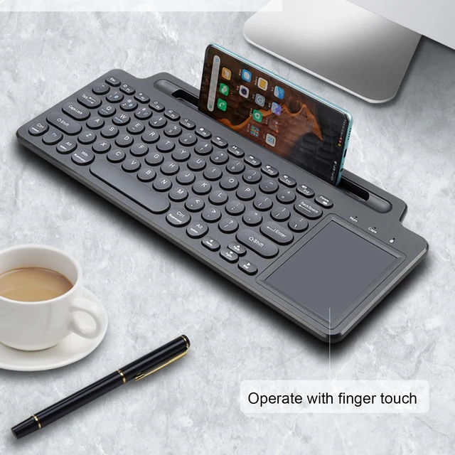 Alt view image 2 of 7 - Denash Wireless BT Keyboard, 2.4GHz Ultra Slim Desktop Keyboard with Touchpad for Tablet PC Mobile Phone Laptop Notebook (with Touchpad)