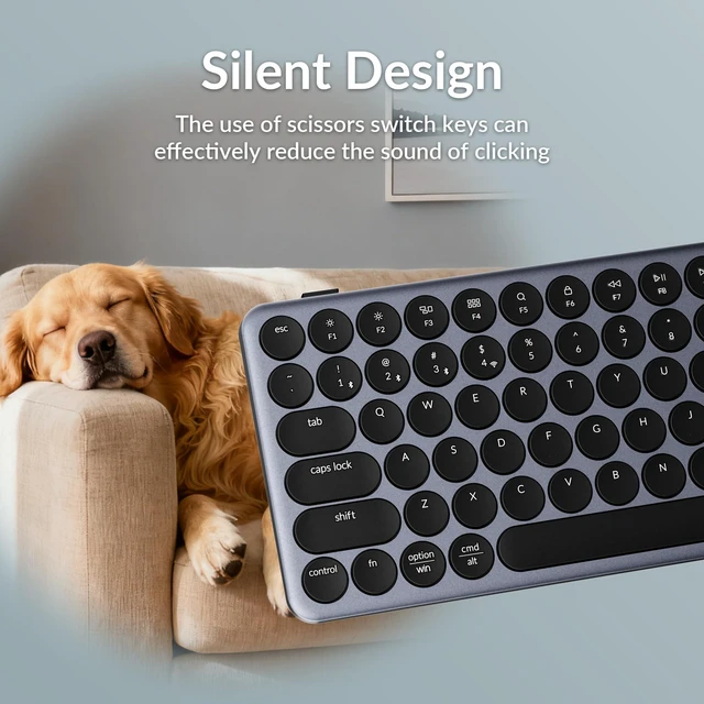 Alt view image 3 of 7 - Keychron B3 Pro Ultra-Slim Portable Silent Bluetooth Keyboard, Space Gray | Silent scissor keys with Bluetooth, 2.4 GHz and USB-C in a lightweight 410 g design for Mac, Windows and Linux.