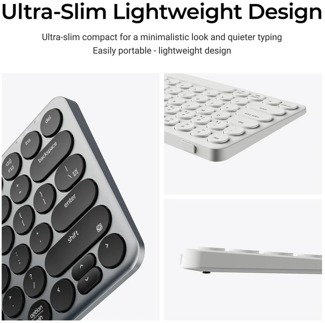 Alt view image 4 of 7 - Keychron B3 Pro Ultra-Slim Portable Silent Bluetooth Keyboard, Space Gray | Silent scissor keys with Bluetooth, 2.4 GHz and USB-C in a lightweight 410 g design for Mac, Windows and Linux.