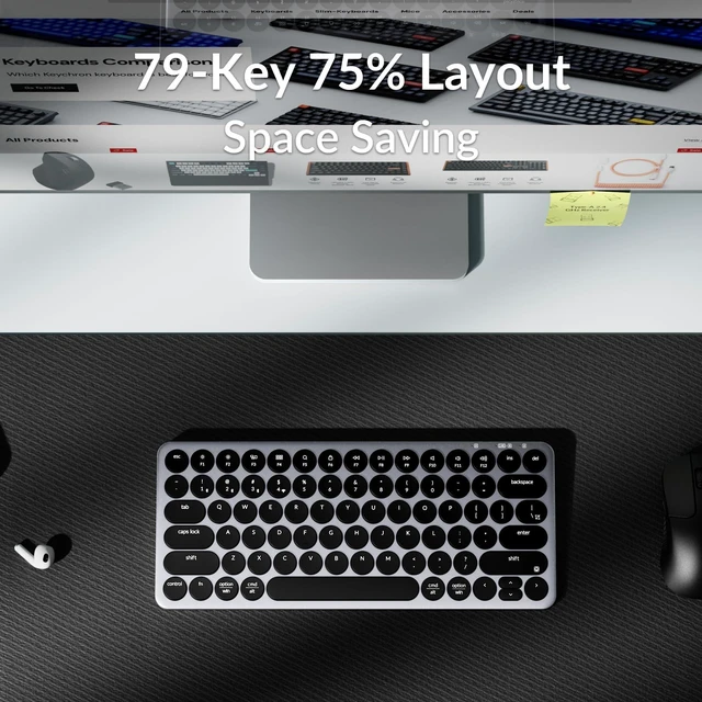 Alt view image 6 of 7 - Keychron B3 Pro Ultra-Slim Portable Silent Bluetooth Keyboard, Space Gray | Silent scissor keys with Bluetooth, 2.4 GHz and USB-C in a lightweight 410 g design for Mac, Windows and Linux.