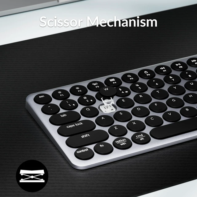 Alt view image 7 of 7 - Keychron B3 Pro Ultra-Slim Portable Silent Bluetooth Keyboard, Space Gray | Silent scissor keys with Bluetooth, 2.4 GHz and USB-C in a lightweight 410 g design for Mac, Windows and Linux.