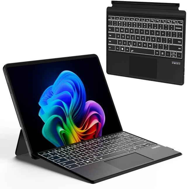 Main image of Xotauoeu Surface Pro Keyboard Replacement for Pro 11/10/9/8/X 13, Type-C Rechargeable Type Cover, Detachable Wireless Bluetooth Keyboard with Multi-Touch Trackpad, 7 Colors Backlit, Pen Holder