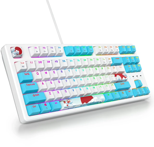 Main image of iTastatur 75 Percent Mechanical Gaming Keyboard, 87 Keys RGB Backlit Wired Keyboard TKL Compact Keyboard with Linear Red Switches for Laptop PC PS4 PS5 Xbox Gamer(87 Sea)