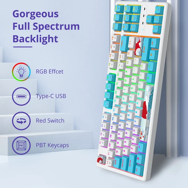Alt view image 2 of 7 - iTastatur 75 Percent Mechanical Gaming Keyboard, 87 Keys RGB Backlit Wired Keyboard TKL Compact Keyboard with Linear Red Switches for Laptop PC PS4 PS5 Xbox Gamer(87 Sea)