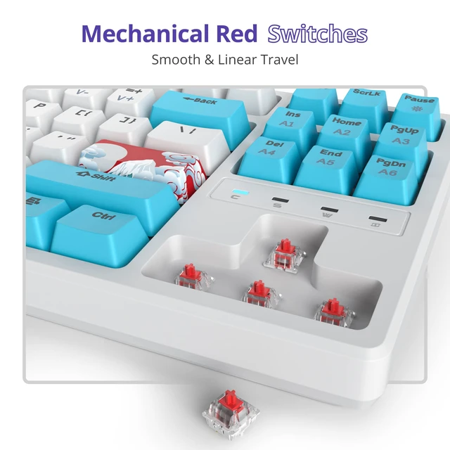 Alt view image 3 of 7 - iTastatur 75 Percent Mechanical Gaming Keyboard, 87 Keys RGB Backlit Wired Keyboard TKL Compact Keyboard with Linear Red Switches for Laptop PC PS4 PS5 Xbox Gamer(87 Sea)