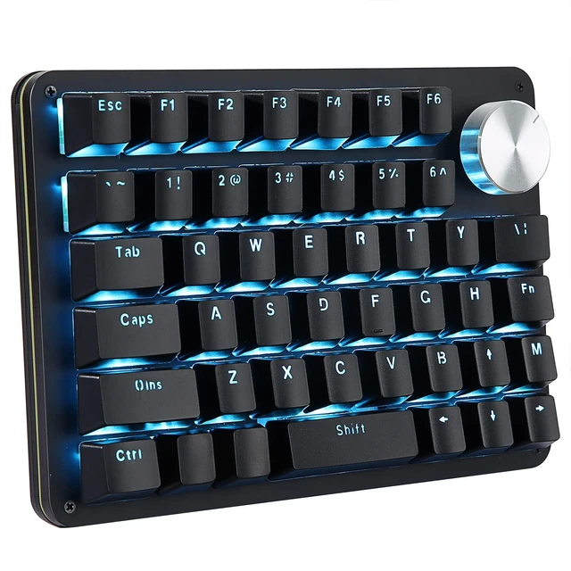 Main image of Koolertron One-Handed 45-Key Programmable Macro Keypad, Red Switch | Blue LED backlit, 24 programmable macro keys, hot-swappable red switches, plug-and-play for Windows PC gaming