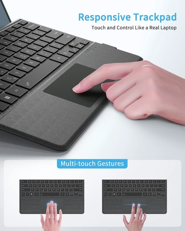 Alt view image 5 of 6 - Surface Pro 8/9/X/10/11 Keyboard Bluetooth 7 Color Backlit Type Cover | Wireless Ultra-Slim Portable Magnetic Keyboard for Microsoft Surface Pro 13 inch with Trackpad, Rechargeable Battery