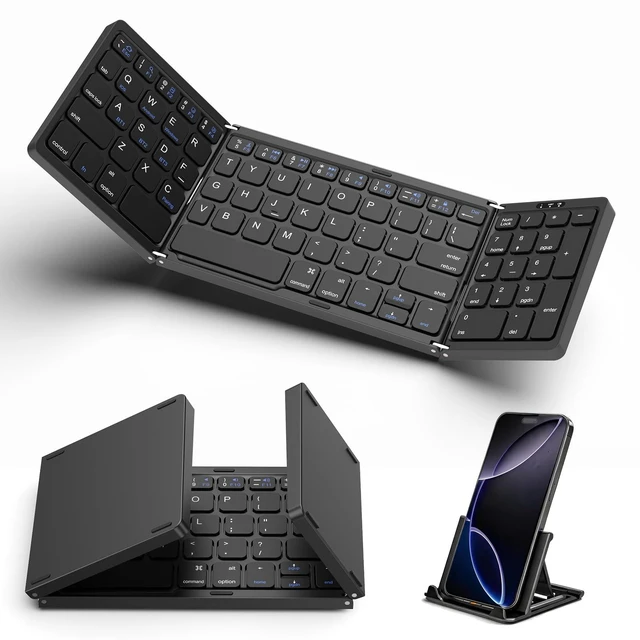 Main image of AVOAR Ultra Slim Portable Foldable Bluetooth Keyboard | Scissor Switch Block Keycaps, Lightweight Fold Type, Compact Travel Size