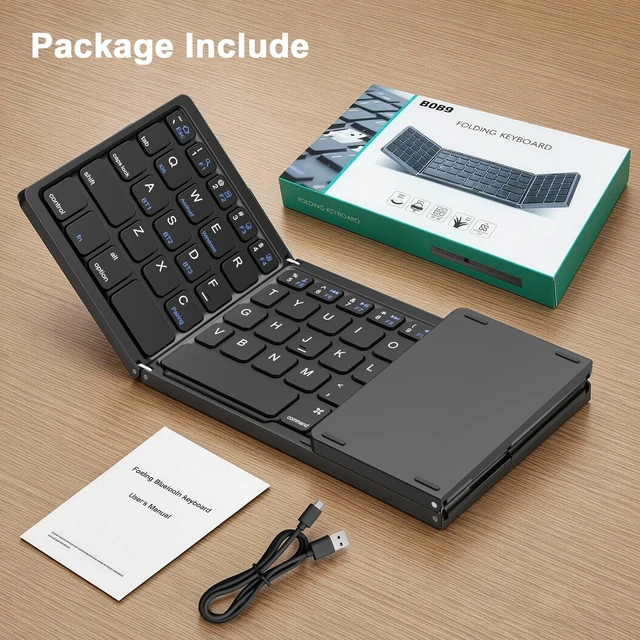 Alt view image 3 of 7 - AVOAR Ultra Slim Portable Foldable Bluetooth Keyboard | Scissor Switch Block Keycaps, Lightweight Fold Type, Compact Travel Size