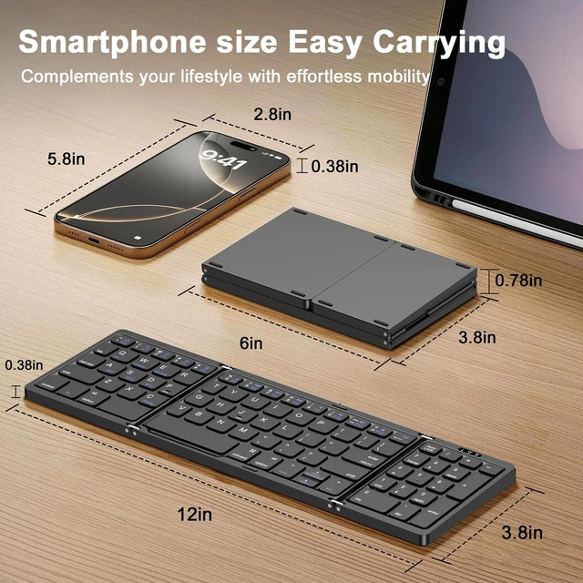 Alt view image 4 of 7 - AVOAR Ultra Slim Portable Foldable Bluetooth Keyboard | Scissor Switch Block Keycaps, Lightweight Fold Type, Compact Travel Size