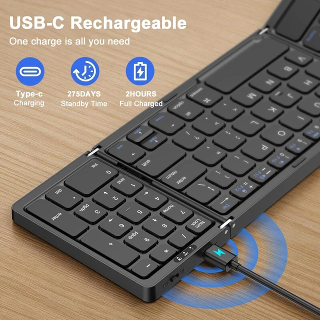 Alt view image 5 of 7 - AVOAR Ultra Slim Portable Foldable Bluetooth Keyboard | Scissor Switch Block Keycaps, Lightweight Fold Type, Compact Travel Size