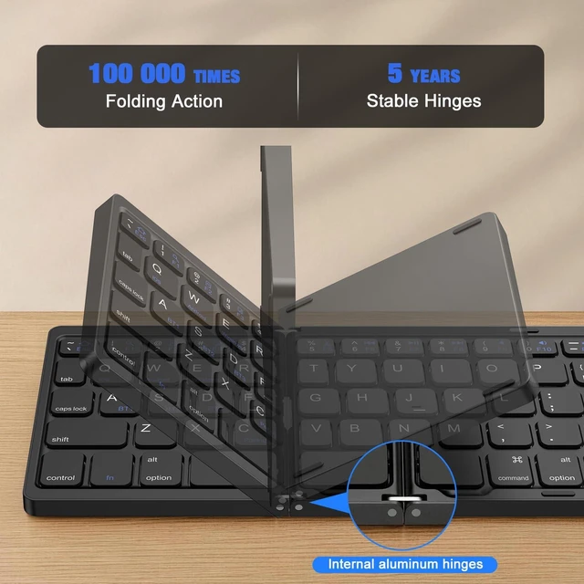 Alt view image 6 of 7 - AVOAR Ultra Slim Portable Foldable Bluetooth Keyboard | Scissor Switch Block Keycaps, Lightweight Fold Type, Compact Travel Size