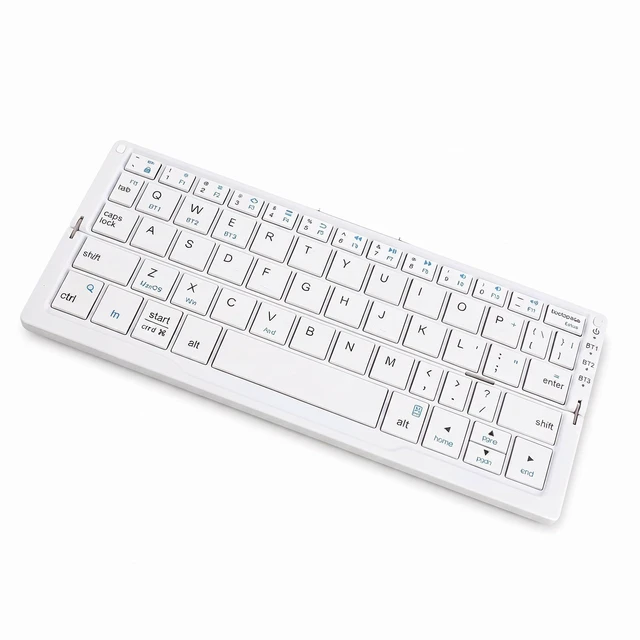 Main image of Portable Bluetooth Keyboard Rechargeable Folding for Tablet Phone Laptop | Compact Aluminum Alloy Keyboard, Triple Bluetooth with Stand, Travel Case, for iOS