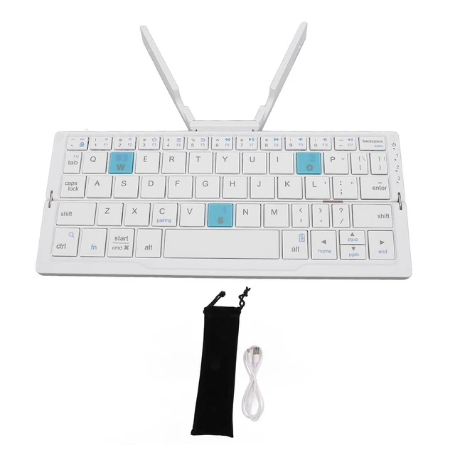 Alt view image 5 of 7 - Portable Bluetooth Keyboard Rechargeable Folding for Tablet Phone Laptop | Compact Aluminum Alloy Keyboard, Triple Bluetooth with Stand, Travel Case, for iOS