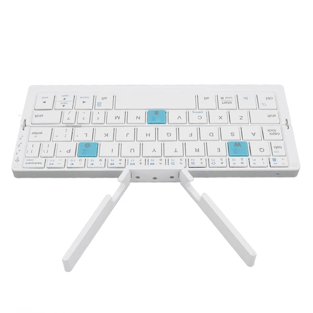 Alt view image 7 of 7 - Portable Bluetooth Keyboard Rechargeable Folding for Tablet Phone Laptop | Compact Aluminum Alloy Keyboard, Triple Bluetooth with Stand, Travel Case, for iOS