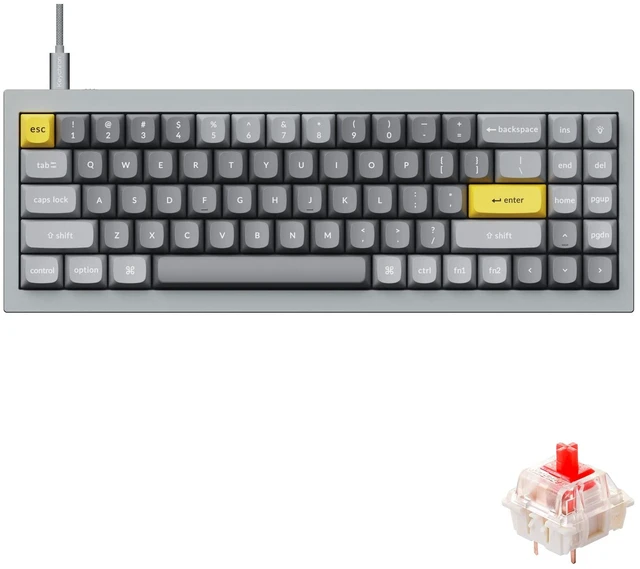 Main image of Keychron Q7 Wired Custom Mechanical Keyboard, 70% Layout QMK/VIA Programmable Macro with Hot-swappable Gateron G Pro Red Switch Double Gasket Compatible with Mac Windows Linux (Grey)