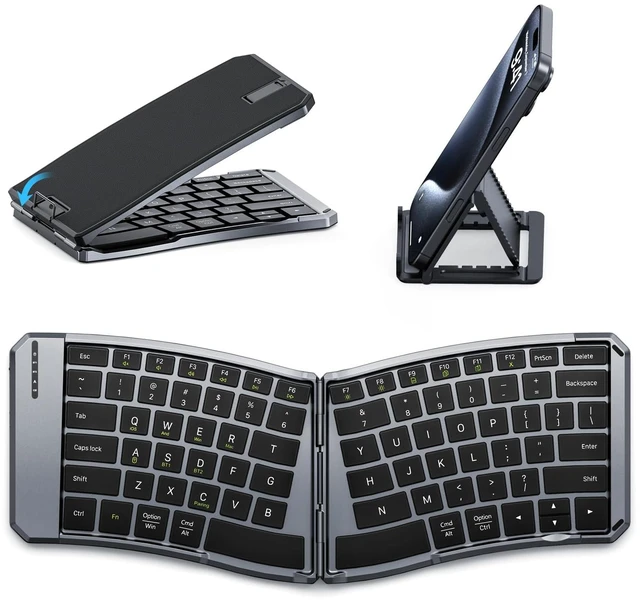 Main image of MoKo Ergonomic Foldable Keyboard, Split Portable Folding Bluetooth Keyboard | Ultra Slim for Business Travel, Rechargeable Wireless Keyboard, for iOS/Android/Windows Tablet PC Smartphone