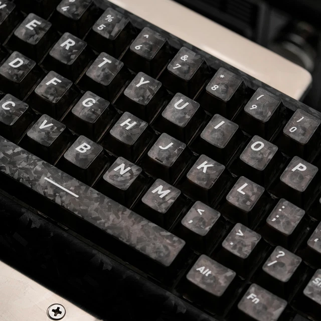 Alt view image 3 of 7 - GEKUCAP Black Carbon Fiber Keycaps, Shine Through Keyboard Keycaps | Top Print132 Keys Cherry Profile Translucent PC Keycap Set, Universal Fit for Most Mechanical Gaming Keyboards