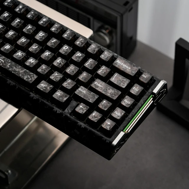 Alt view image 4 of 7 - GEKUCAP Black Carbon Fiber Keycaps, Shine Through Keyboard Keycaps | Top Print132 Keys Cherry Profile Translucent PC Keycap Set, Universal Fit for Most Mechanical Gaming Keyboards