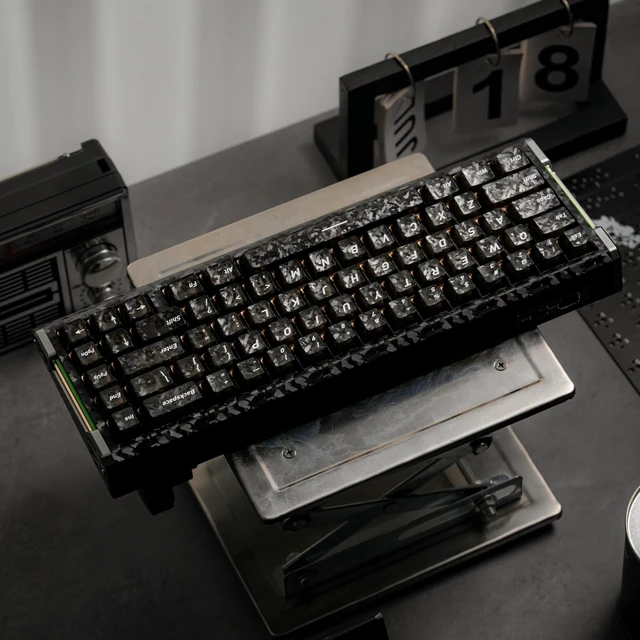Alt view image 7 of 7 - GEKUCAP Black Carbon Fiber Keycaps, Shine Through Keyboard Keycaps | Top Print132 Keys Cherry Profile Translucent PC Keycap Set, Universal Fit for Most Mechanical Gaming Keyboards