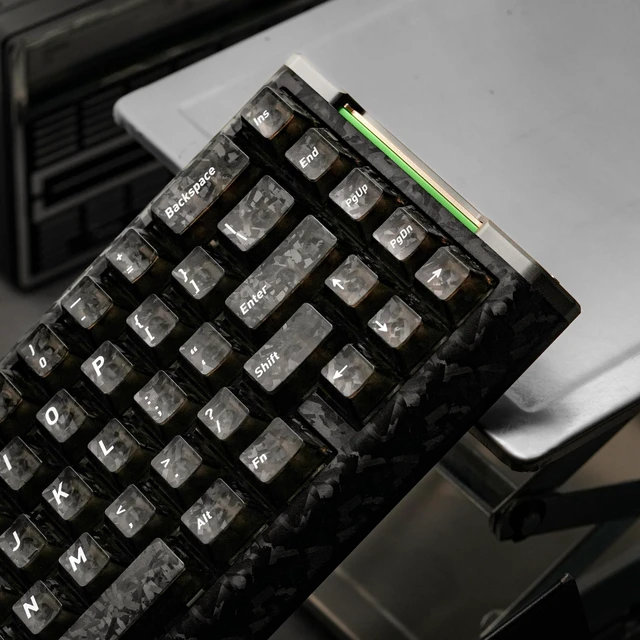 Alt view image 6 of 7 - GEKUCAP Black Carbon Fiber Keycaps, Shine Through Keyboard Keycaps | Top Print132 Keys Cherry Profile Translucent PC Keycap Set, Universal Fit for Most Mechanical Gaming Keyboards