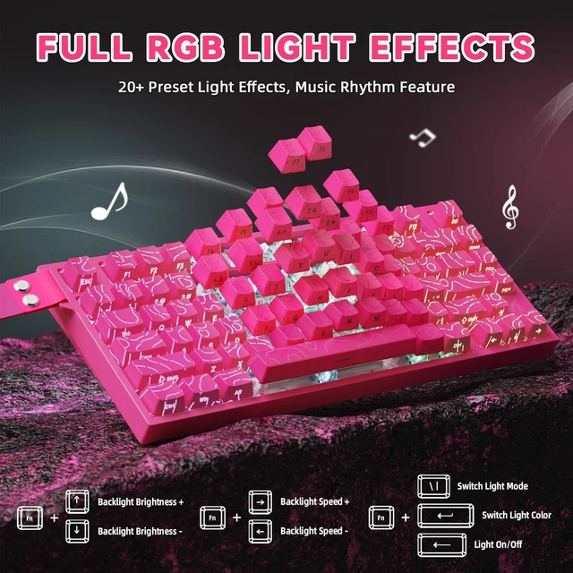 Alt view image 6 of 7 - SHARK R82 HE RT Wired RGB 8K Mechanical Gaming Keyboard-Rose Contour | TKL,NKRO,8Khz Polling,0.005mm RT Accuracy,256K Scan Rate,5 Layer Sound Damped,Hall Effect Magnetic Switch,Driver for PC Mac