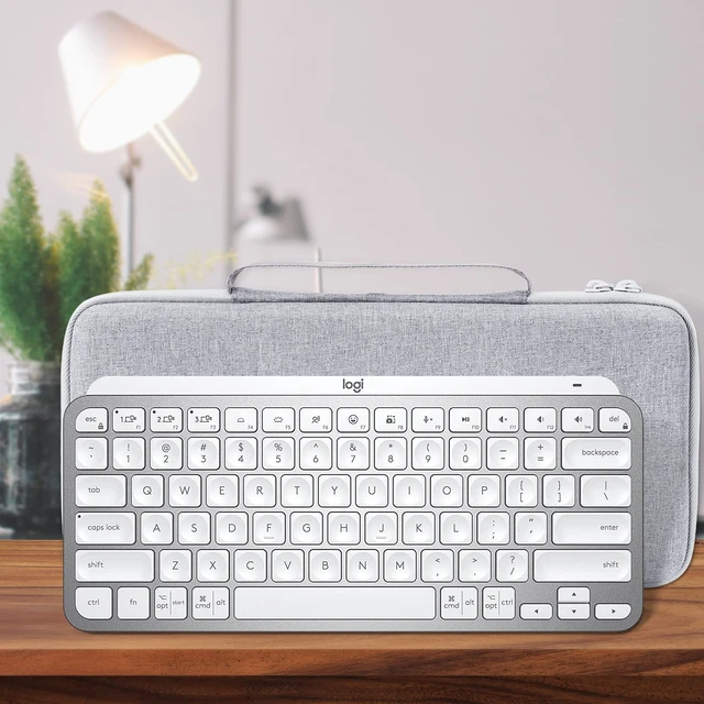 Alt view image 4 of 7 - co2CREA Hard Case for MX Keys Mini Keyboard, Pale Grey | Compatible with Advanced Wireless Illuminated Keyboard, Shockproof Protective Travel Bag, EVA Carrying Box