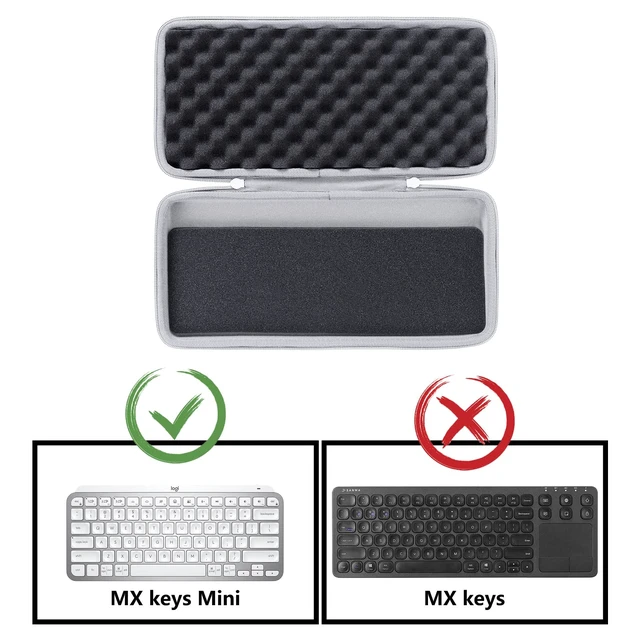 Alt view image 7 of 7 - co2CREA Hard Case for MX Keys Mini Keyboard, Pale Grey | Compatible with Advanced Wireless Illuminated Keyboard, Shockproof Protective Travel Bag, EVA Carrying Box