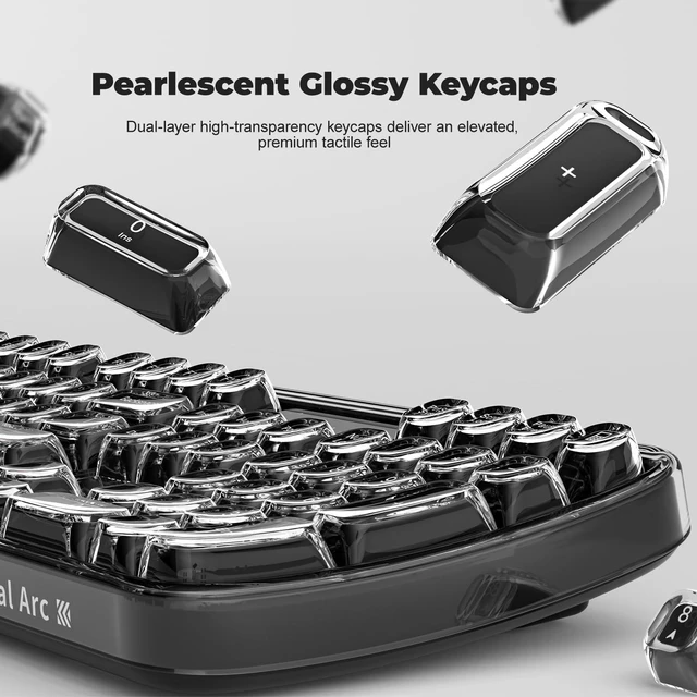 Alt view image 3 of 7 - GEEZER Computer Backlit Keyboard Black Crystal - Full-Size Wired Transparent Keycap Portable Keyboards Compatible with Windows, Laptop, PC, Desktop