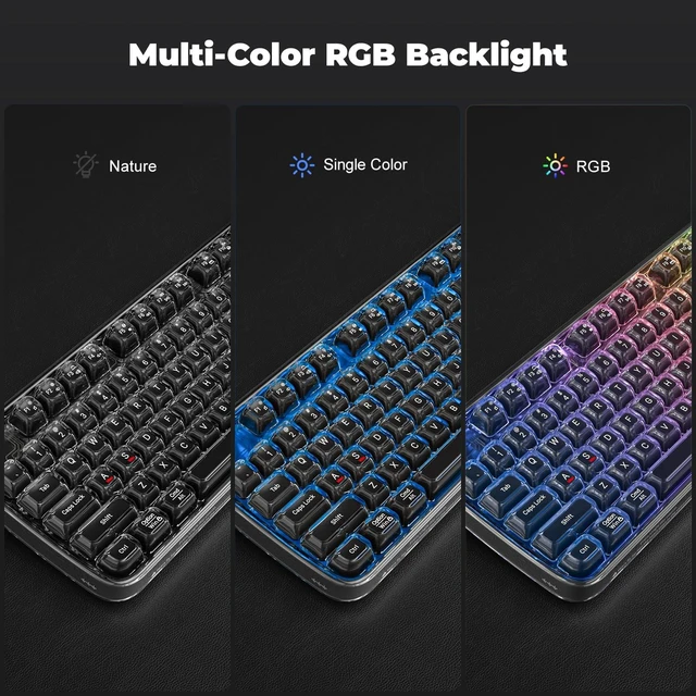 Alt view image 6 of 7 - GEEZER Computer Backlit Keyboard Black Crystal - Full-Size Wired Transparent Keycap Portable Keyboards Compatible with Windows, Laptop, PC, Desktop