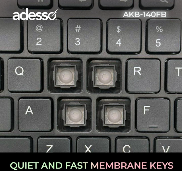 Alt view image 3 of 7 - Adesso AKB-140FB Wired Low Profile Desktop Keyboard | USB, Built-in Fingerprint Reader, Windows Hello Compatible, AES-256 Encrypted, 104 Keys, 12 Hotkeys, USB-C with USB-A Adapter