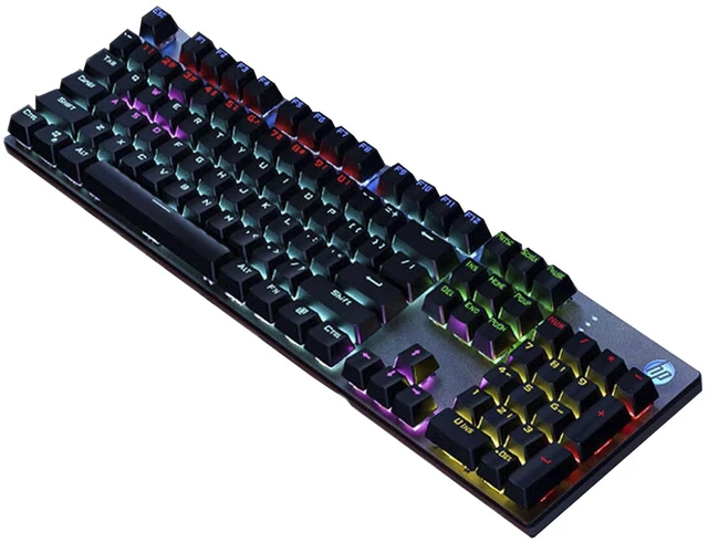 Main image of HP GK400F Gaming Keyboard, Mechanical Brown Switch, Full Size 104 Keys Wired Keyboard, Anti-Ghosting, 20 LED Backlight Modes, Ergonomic USB Keyboard for Windows, ABS Double Shot Keycaps, Black